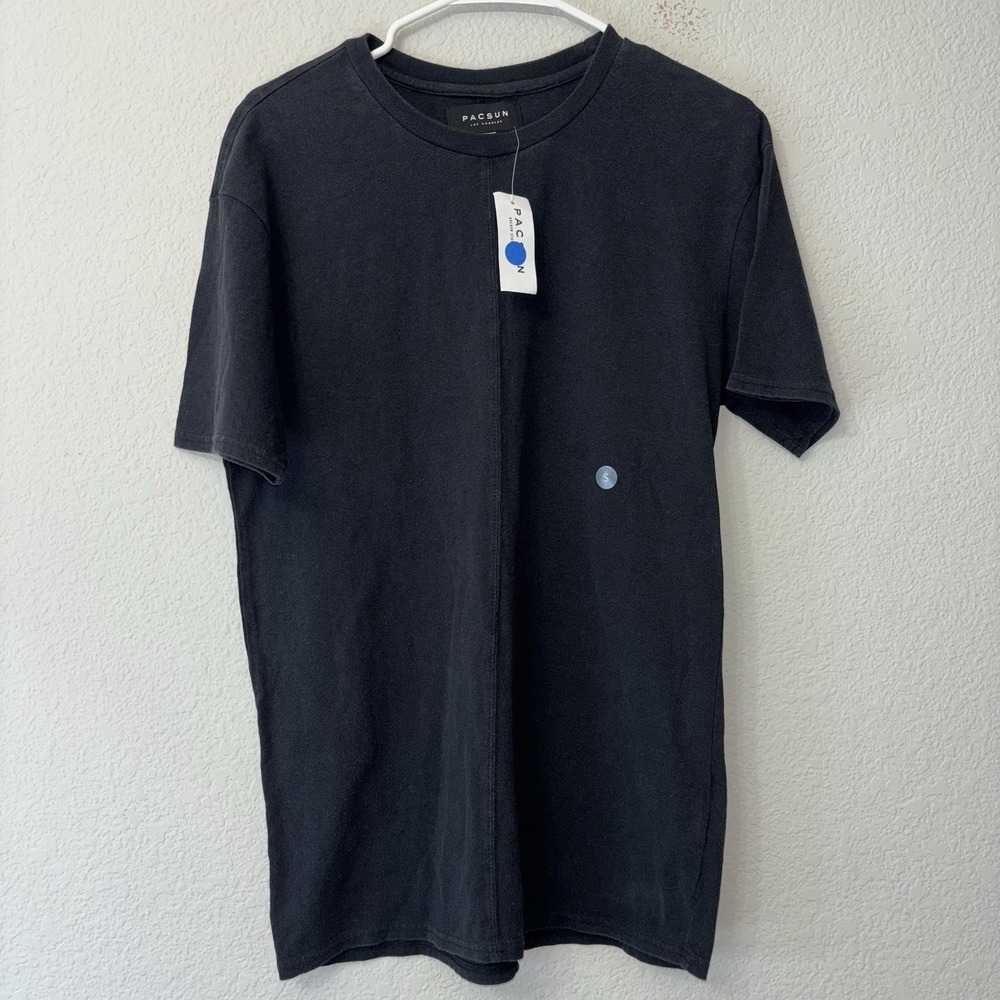 NWT PacSun Crewneck Short Sleeve T Shirt Men's S Solid Washed Black 100% Cotton